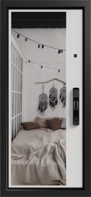 Входные двери Либерти 3К90 ЮР-39 TSBR 9011 - ЮР-42 декоративная зеркальная вставка RAL 9003