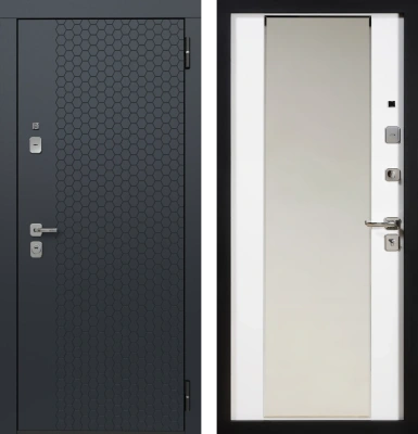 Входные двери TR 8 ЮП-24 ZB 856-2 Грей - ЮП-16 (декоративная зеркальная вставка) ZB Белый