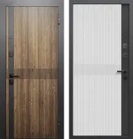 Входные двери Гарда 7,5 см Вуд Вертикаль Орех кантри Сатин белый/сатин черный