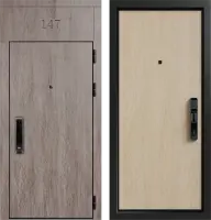 Входные двери Гранд Без фрезеровки ХардВуд дымчатый (MDP100) - Без фрезеровки ХардВуд песочный (MDP102)
