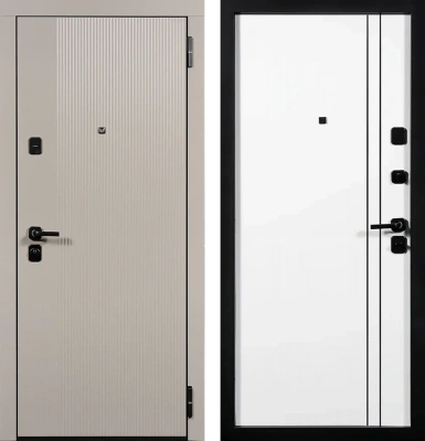 Входные двери TR 18 вертикаль 2 ЮП-21 Латте (ZB855-2) - ЮП-32 ZB Белый