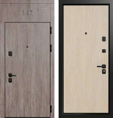 Входные двери Гранд 3К90 TOR Без фрезеровки ХардВуд дымчатый (MDP100) - Без фрезеровки ХардВуд песочный (MDP102)