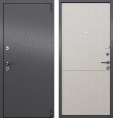 Входные двери LF2 MP Значение отсутствует Темно-серый букле графит - U6-28 Лиственница белая