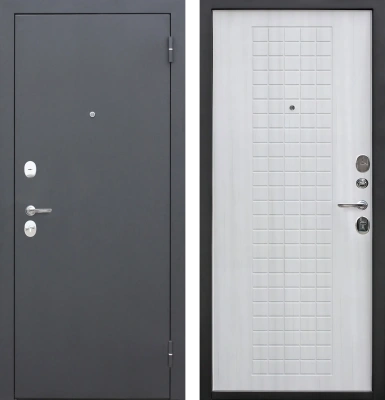 Входные двери Гарда муар 8 мм Черный муар Белый ясень