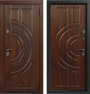 Входные двери Луна 3К90 ХФ-23 Дуб темный - П-8 Дуб золотой