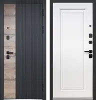 Входные двери Luxor Дуб Вертикаль Нео Сатин черный Эмалит белый