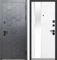 Входные двери Luxor 3D Сатин графит Белый снег софт