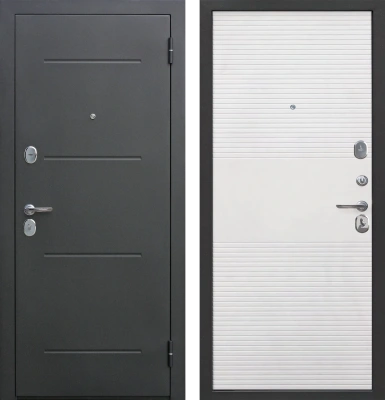 Входные двери Гарда муар 10 мм Черный муар Белый ясень