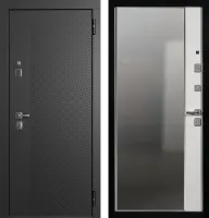 Входные двери TR 2 ЮП-19 ZB 999-2 Черный кварц - ЮП-15 (декоративная зеркальная вставка) ZB Белый