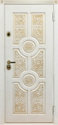 Входные двери Версаче 3К90 ХФ-38 Белый - П-10 Дуб беленый