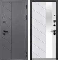 Входные двери Luxor Пирамида Зеркало Сатин графит Эмалит белый