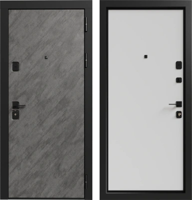 Входные двери Лофт 3К90 Без фрезеровки Шпат графит - Без фрезеровки ZB Белый