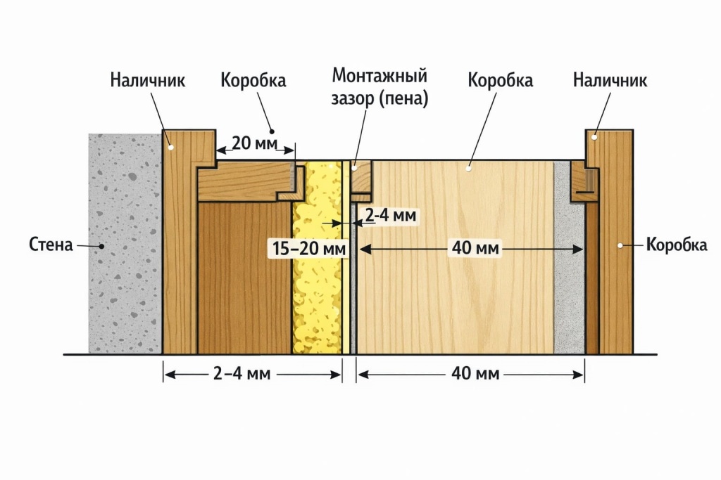 shematichnoe-izobrazhenie-dvernogo-bloka-v-razreze Схематичное изображение дверного блока в разрезе