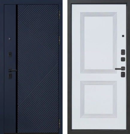 Входные двери M19 ФЛП-37 Темно-Синий софт - ФЛ-38 Velluto Bianco AG 700