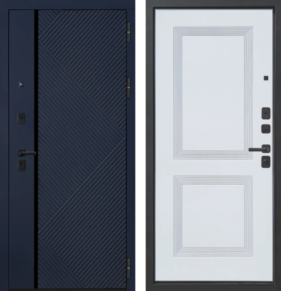 Входные двери M19 ФЛП-37 Темно-Синий софт - ФЛ-38 Velluto Bianco AG 700