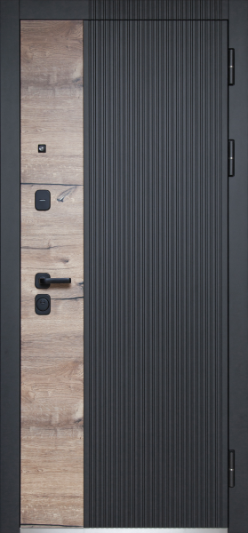 Входные двери Luxor Дуб Вертикаль Зеркало Сатин черный Эмалит белый