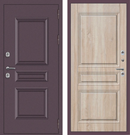 Входные двери M63 ТЕРМО с фрезеровкой Букле опал - ФЛТ-2 Дуб Сонома светлый