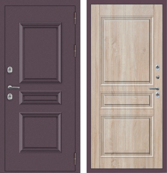 Входные двери M63 ТЕРМО с фрезеровкой Букле опал - ФЛТ-2 Дуб Сонома светлый