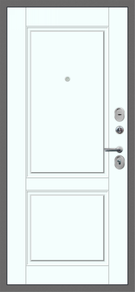 Входные двери M50 штамп 2 квадрата Букле графит - ФЛ-30 Velluto Bianco AG 700