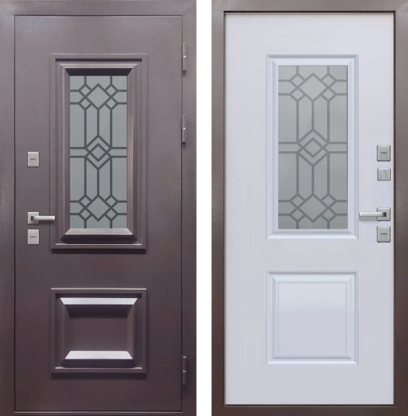 Входные двери Termo 3 Шоколад Шоколад букле Велюр белый софт