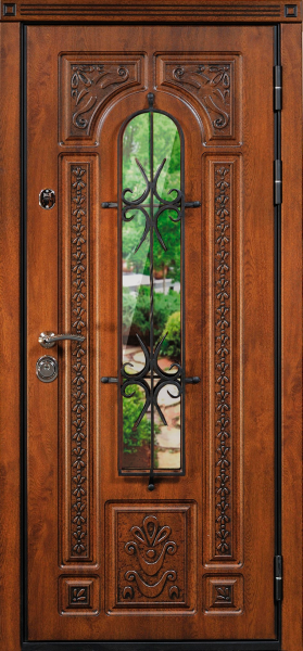 Входные двери Лацио 3К90 ХФ-31(окно) Дуб золотой - О-Е(окно) Дуб беленый