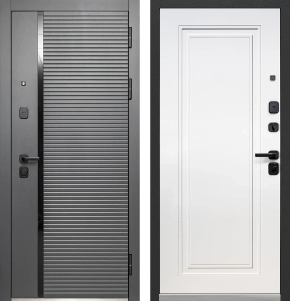 Входные двери Luxor Горизонталь Нео Сатин графит Эмалит белый