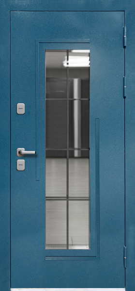 Входные двери Luxor Termo 7 Муар синий Эмалит белый