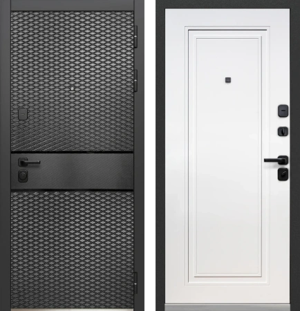 Входные двери Luxor Карбон Черный карбон Эмалит белый