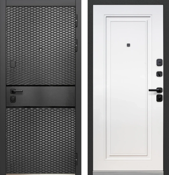 Входные двери Luxor Карбон Черный карбон Эмалит белый