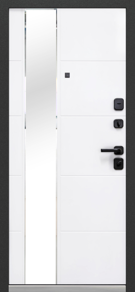 Входные двери Luxor 3D Сатин графит Белый снег софт