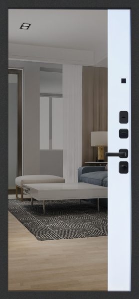 Входные двери M101 ФЛП-26 Черная шагрень - ФЛЗ-23 Velluto Bianco AG 700