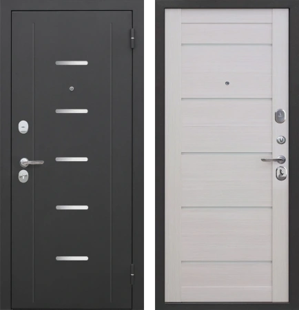 Входные двери Гарда муар Царга Лазер Черный муар Лиственница беж.