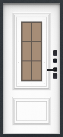 Входные двери M73 ТЕРМО штамп Ш-7 Букле графит - ФЛТ-15 Velluto Bianco AG 700