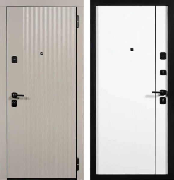 Входные двери TR 18 вертикаль 1 ЮП-21 Латте (ZB855-2) - ЮП-31 ZB Белый