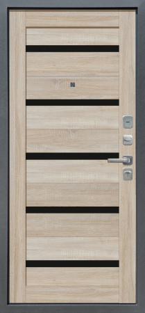 Входные двери M6 с фрезеровкой Букле графит - СБ-1 Дуб Сонома светлый