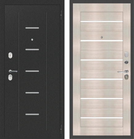 Входные двери M34 Л-3 Черный муар - СБ-5 Лиственница беленая