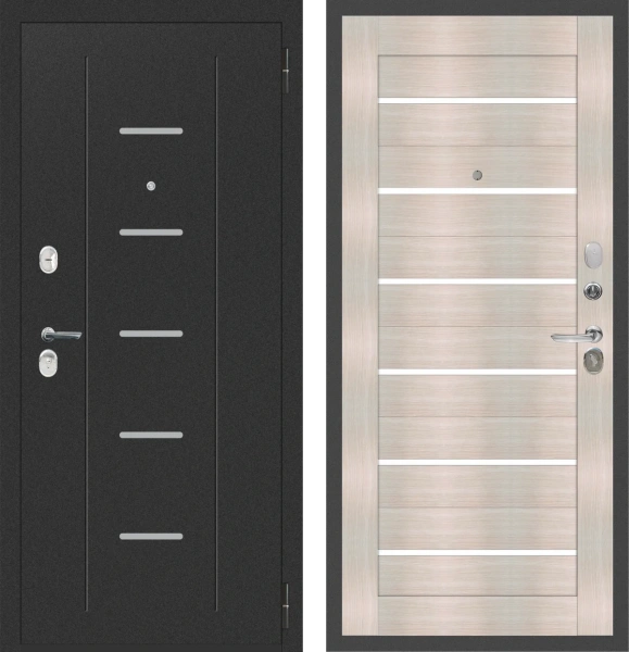 Входные двери M34 Л-3 Черный муар - СБ-5 Лиственница беленая