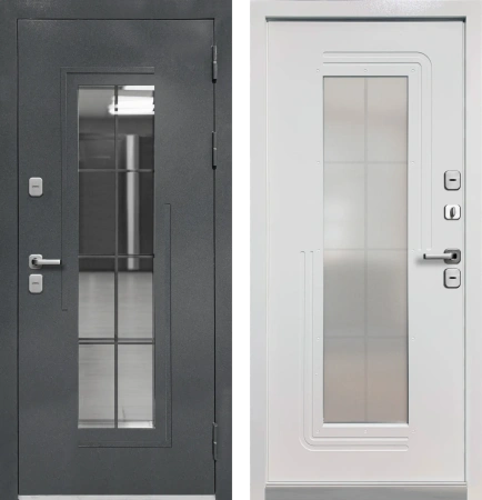 Входные двери Luxor Termo 7 Букле графит Эмалит белый