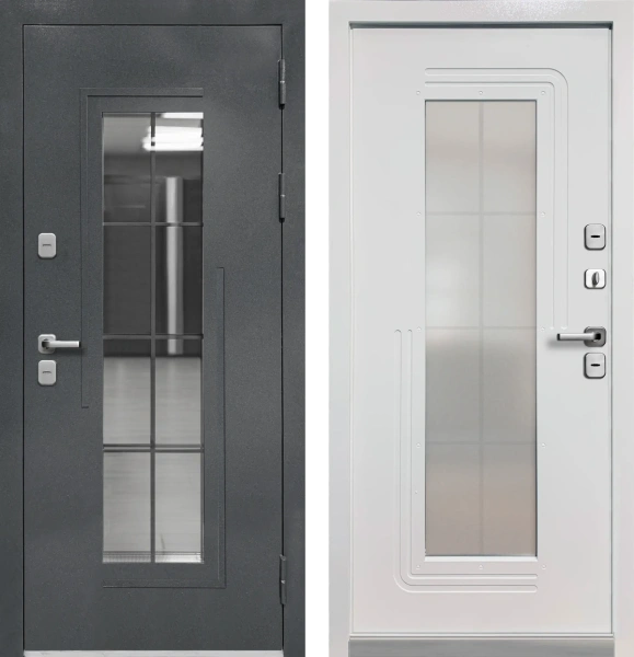 Входные двери Luxor Termo 7 Букле графит Эмалит белый