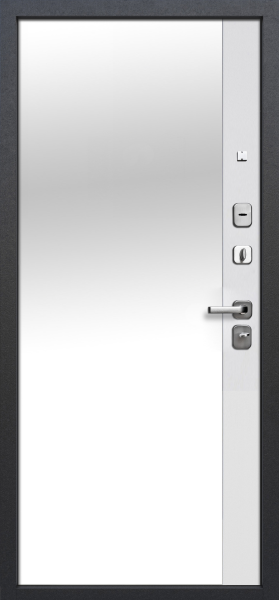 Входные двери Гарда 9 Зеркало Эмалит Белый Антик серебро Эмалит белый