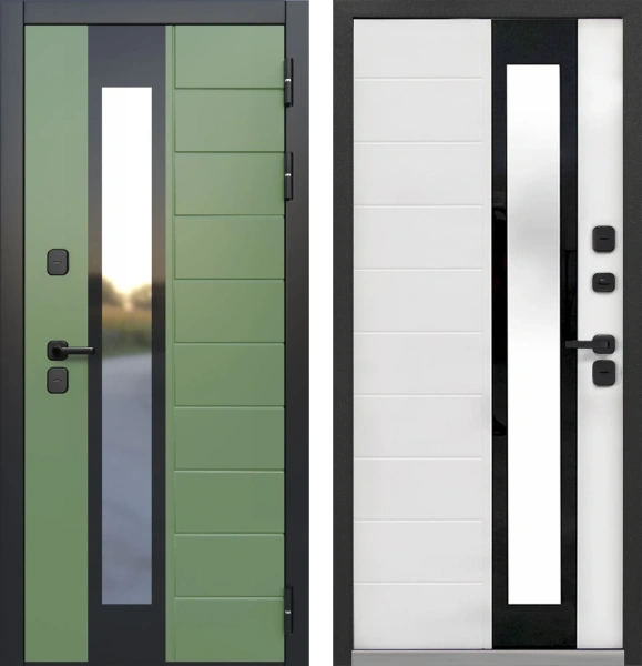 Входные двери Luxor Termo 5 Эмаль зеленая Эмалит белый