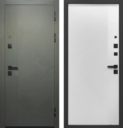 Входные двери 9 см Smart 1 Сатин зеленый Эмалит белый