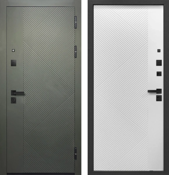 Входные двери 9 см Smart 1 Сатин зеленый Эмалит белый