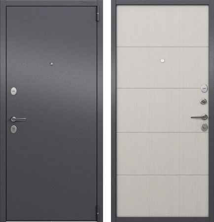 Входные двери LF2 MP Значение отсутствует Темно-серый букле графит - U6-28 Лиственница белая