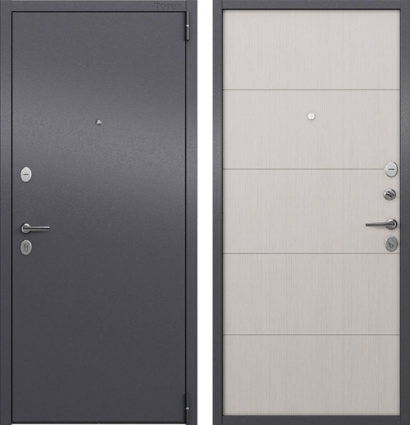 Входные двери LF2 MP Значение отсутствует Темно-серый букле графит - U6-28 Лиственница белая