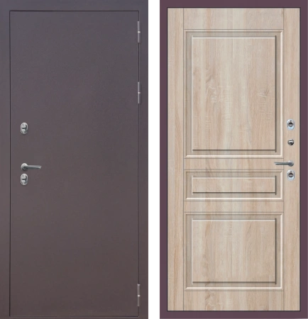 Входные двери M21 ТЕРМО металл Букле опал - ФЛТ-2 Дуб Сонома светлый