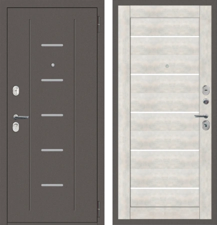 Входные двери M33 с фрезеровкой Антик серебро - СБ-5 бетон снежный