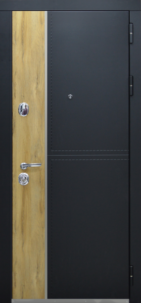 Входные двери Этна 3К90 ЮР8 ZB 999-2 Черный кварц - ЮР8 Кожа белая