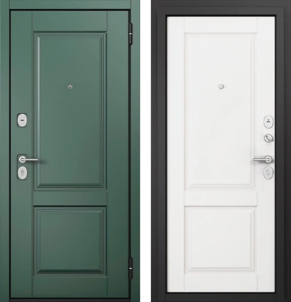 Входные двери F4 FAMILY ECO PP E-1 Авокадо - Е-1 Белый софт