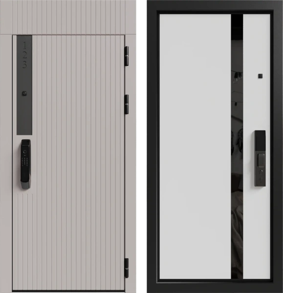 Входные двери Рейн ЮР-36 (с номером квартиры) Латте (ZB855-2) - ЮР22 ZB Белый